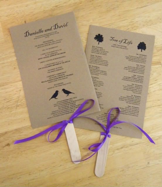 wedding program brown purple