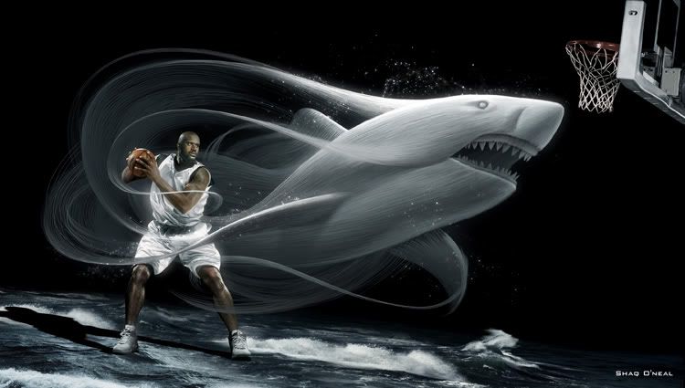 Shaquille O Neal Dunk. Shaquille O#39;Neal with a shark