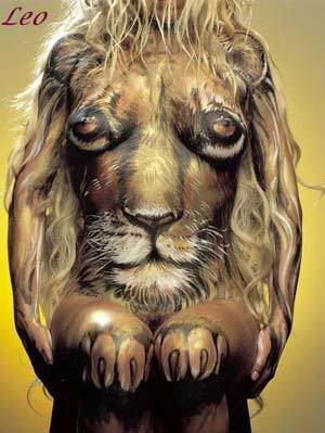 body painting lion animal