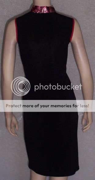 New Mandarin collar sleeveless dress floral print accent black Large 