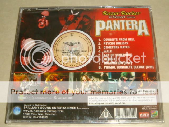 PANTERA RAZOR ROCKER IN CONCERT MALAYSIA VIDEO CD VCD DVD  