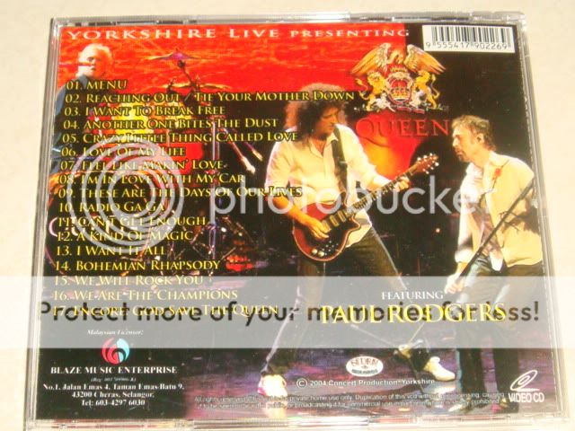   FEAT PAUL RODGERS YORKSHIRE LIVE MALAYSIA VIDEO CD VCD DVD  