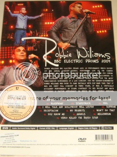 ROBBIE WILLIAMS BBC ELECTRIC PROMS 2009 MALAYSIA DVD  